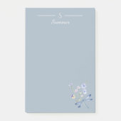 Monogram Blauwe Bloemen Dragonfly Botanische Cotta Post-it® Notes (Voorkant)
