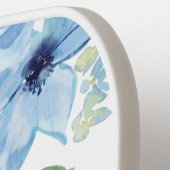 Monogram Blauwe Bloemige Botanische Pickleball Pad Paddle (Links Detail)