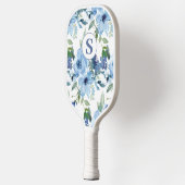 Monogram Blauwe Bloemige Botanische Pickleball Pad Paddle (Links)