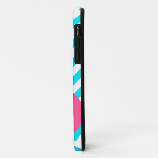 Monogram blauwe chevron iPhone case (Achterkant/links)