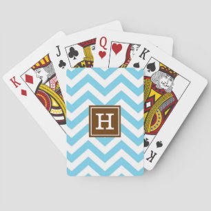 Monogram Blauwe Chevron Speelkaarten