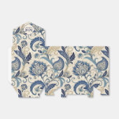  Monogram Blauwe Crème Damask Bloemenbruiloft Bedankdoosjes (Uitgevouwen)