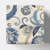  Monogram Blauwe Crème Damask Bloemenbruiloft Bedankdoosjes (Bovenkant)