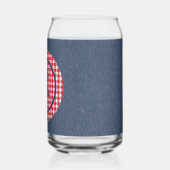 Monogram | Blauwe Denim, Rood Wit Cirkel Lijst Blikvorm Glas (Links)