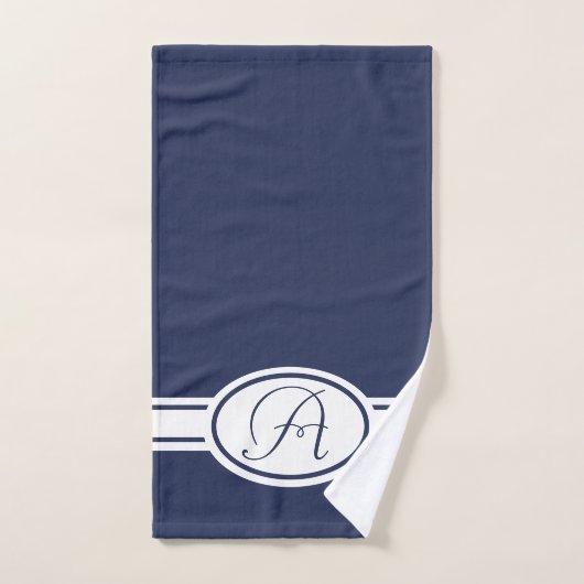 Monogram blauwe diepten bad handdoek (Handdoek)