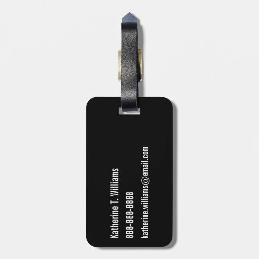 Monogram | Blauwe dinosauriërs Bagagelabel (Achterkant verticaal)