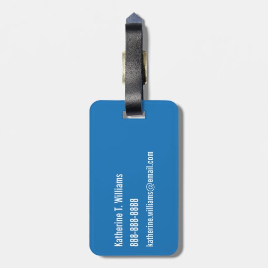 Monogram | Blauwe dinosauriërs Bagagelabel (Achterkant verticaal)