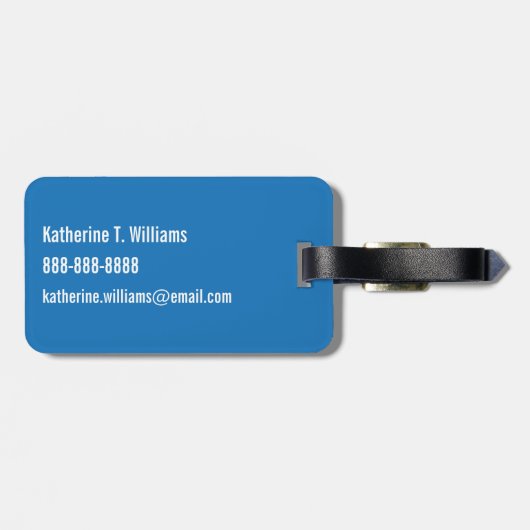 Monogram | Blauwe dinosauriërs Bagagelabel (Achterkant horizontaal)