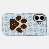 Monogram blauwe en bruine verf van kattenbescherme Case-Mate iPhone case (Achterkant (horizontaal))