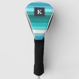 Monogram blauwe en cyaanstrepen golfheadcover