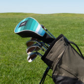 Monogram blauwe en cyaanstrepen golfheadcover (Insitu)
