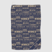 Monogram Blauwe en Gouden Golfer Winnaar's Golf Ha Golfhanddoek (Voorkant)
