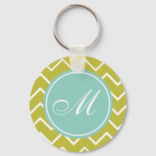 Monogram - Blauwe en Groene Sleutelhanger Chevron (Voorkant)