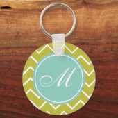 Monogram - Blauwe en Groene Sleutelhanger Chevron (Voorkant)