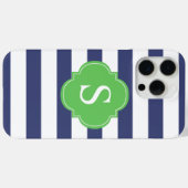 Monogram blauwe en groene strepen Case-Mate iPhone case (Achterkant (horizontaal))