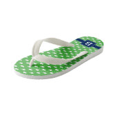 Monogram Blauwe en Groene Walvissen Vierkant Kinder Teenslippers (Schuin)