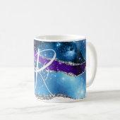Monogram blauwe en Paarse gekleurde marmer Abstrac Koffiemok (Voorkant rechts)