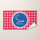 Monogram blauwe en rode pokken bad handdoek (Handdoek)