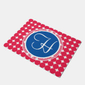 Monogram blauwe en rode pokken deurmat (Schuin)