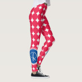 Monogram blauwe en rode pokken leggings (Rechts)