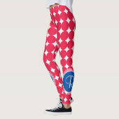 Monogram blauwe en rode pokken leggings (Links)