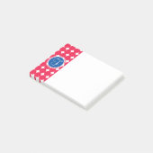 Monogram blauwe en rode pokken post-it® notes (Schuin)