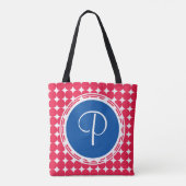 Monogram blauwe en rode pokken tote bag (Achterkant)