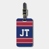Monogram Blauwe en Rode Sportstapes Bagagelabel (Voorkant verticaal)