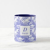 Monogram blauwe en witte bultrug walvis mok (Midden)