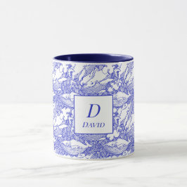 Monogram blauwe en witte bultrug walvis mok