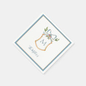 Monogram Blauwe en witte krest Servet (Hoek)