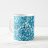 Monogram blauwe en witte marmer koffiemok (Voorkant links)