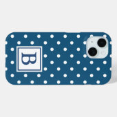 Monogram blauwe en witte poka Case-Mate iPhone case (Achterkant (horizontaal))