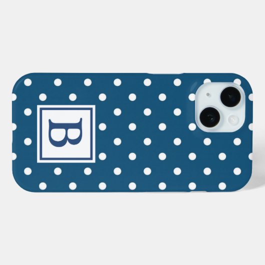 Monogram blauwe en witte poka Case-Mate iPhone case (Achterkant (horizontaal))