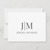 Monogram blauwe geometrische vormen notitiekaartje (Voorkant)