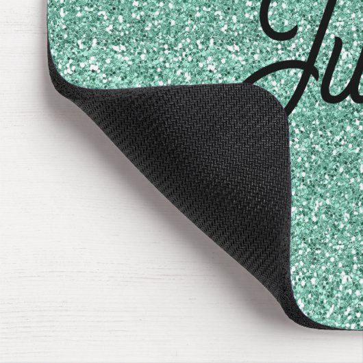 Monogram blauwe glitterspleet muismat (Hoek)