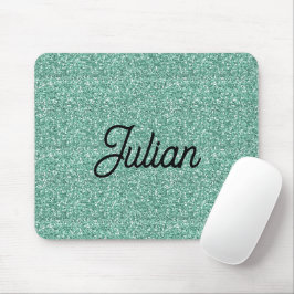 Monogram blauwe glitterspleet muismat