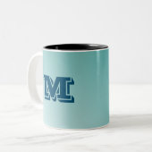 Monogram Blauwe Gradiënt Tweekleurige Koffiemok (Voorkant links)
