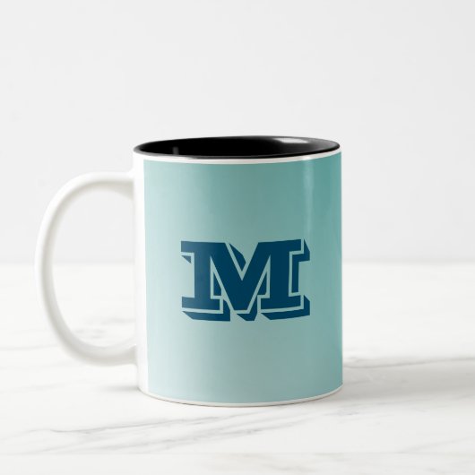 Monogram Blauwe Gradiënt Tweekleurige Koffiemok (Links)