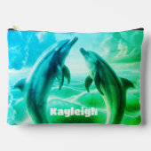 Monogram Blauwe Groene Dolfijnen Oceaan | Etui (Voorkant)