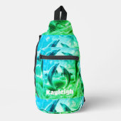 Monogram Blauwe & Groene Dolfijnen Oceaan | Sling Bag (Voorkant)