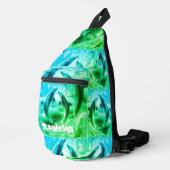 Monogram Blauwe & Groene Dolfijnen Oceaan | Sling Bag (Rechterhoek)