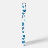 Monogram blauwe hart Waterverf Case-Mate iPhone Case (Achterkant / Rechts)