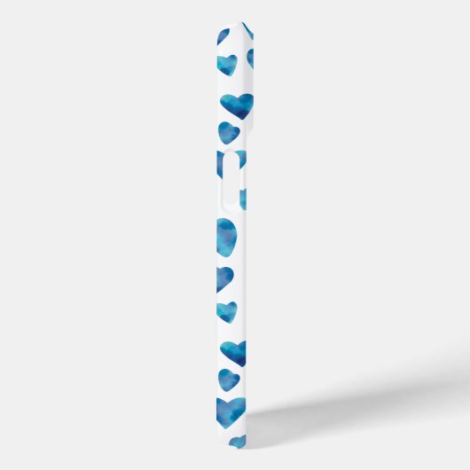 Monogram blauwe hart Waterverf Case-Mate iPhone Case (Achterkant / Rechts)