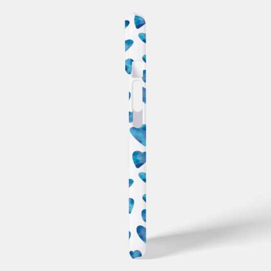 Monogram blauwe hart Waterverf Case-Mate iPhone Case (Achterkant / Links)