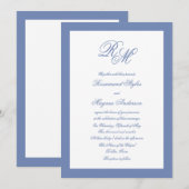 Monogram Blauwe Huwelijk Kaart (Voorkant / Achterkant)