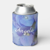 monogram blauwe hydrangea foto blikjeskoeler (Blikje Voorkant)