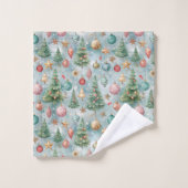 Monogram Blauwe Kerst Bad Handdoek (Wasdoekje)