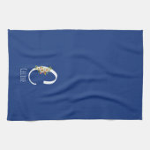 Monogram blauwe keukenhanddoek huis verwarmingscad (Horizontaal)