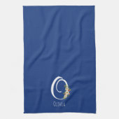 Monogram blauwe keukenhanddoek huis verwarmingscad (Verticaal)